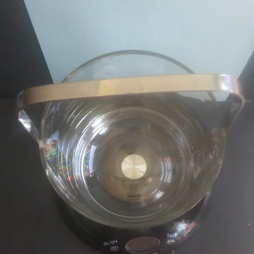 Vintage nautical theme ice bucket handle gold etched ship flaws Heavy bottom